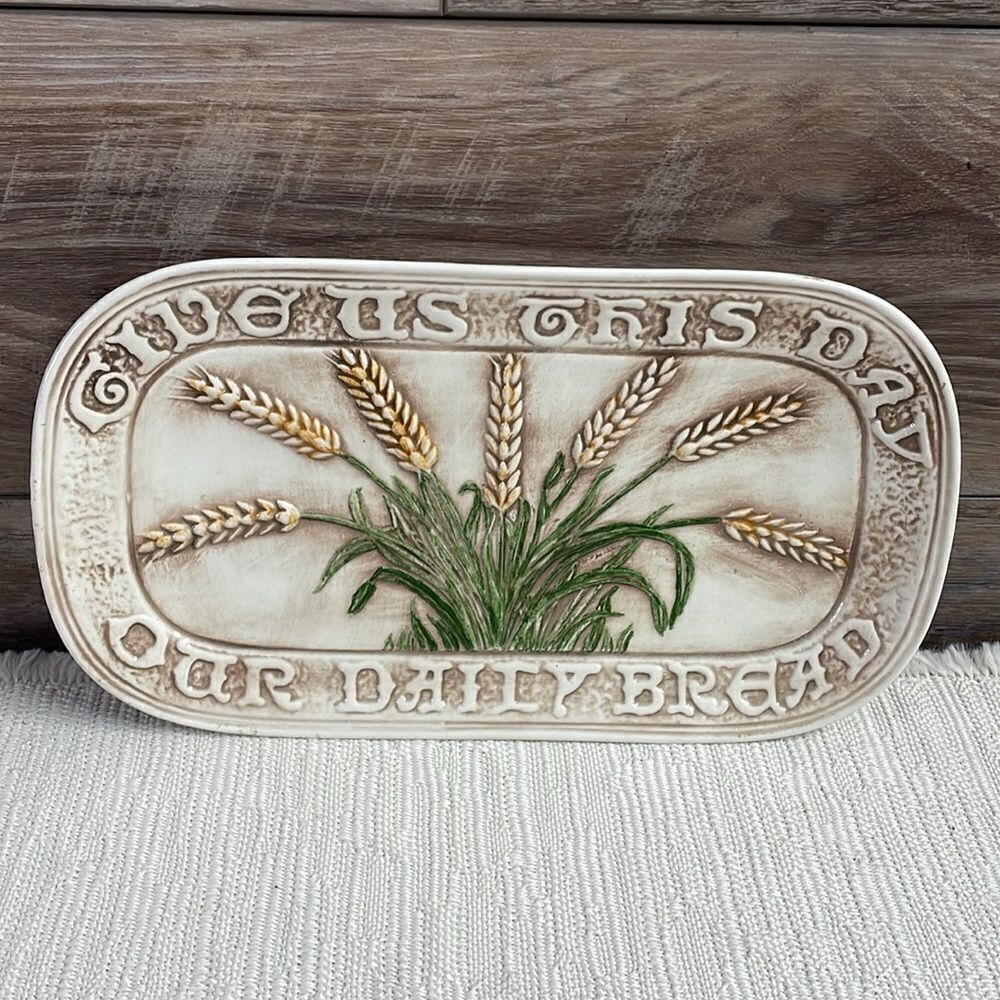 Holland Mold Glazed Ceramic Oval Daily Bread, Plate/Wall Plate/ Farmhouse Decor